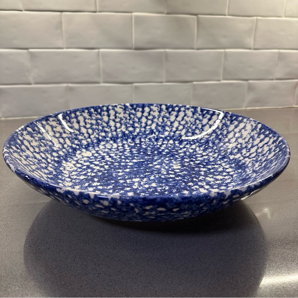 Vintage Roma Inc. 12.75" Italian Pasta Large Serving BowI Blue/White Spongeware